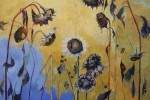 Sunflowers with Yellow Sky 56" x 50"